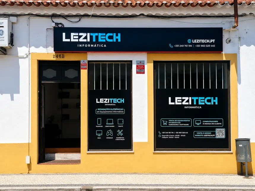 Fachada da loja Lezitech na Chamusca